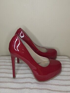 Kelsi Dagger Linzy Red Patent Leather Stiletto Heels Pumps Sz 6.5 - 4" Heel